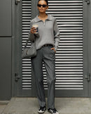 Casual Lapel Zipper Pullover Sweater