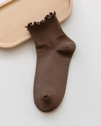 Cotton Ruffle Trim Ankle Socks