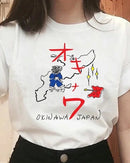 Japanese-inspired letter appliqué tee — soft knit cotton, regular fit, breathable all-season wear. Minimal aesthetic, unisex styling.
