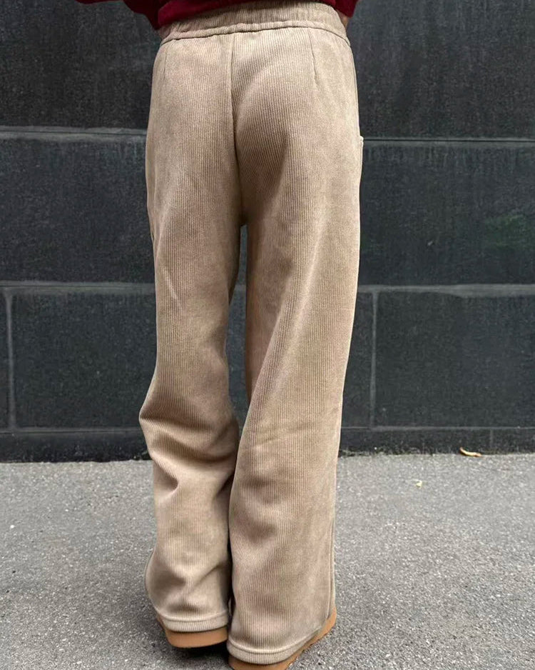 High-Rise Straight Corduroy Casual Pants
