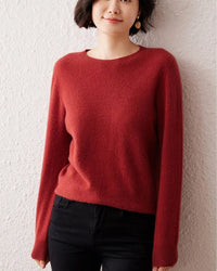 Cashmere Knitted Long-Sleeved Crew Neck Sweater