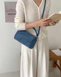 Faux Suede Barrel Shoulder Bag
