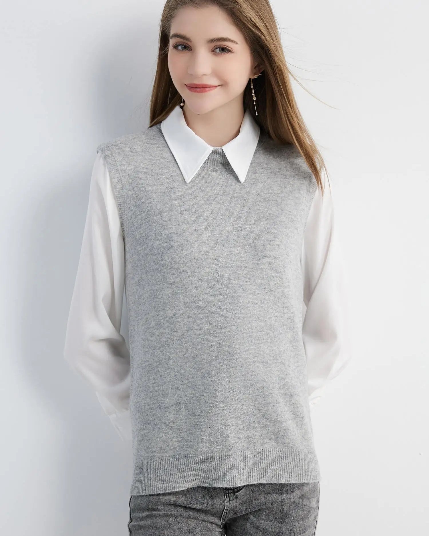 Merino Wool Sleeveless Knit Vest