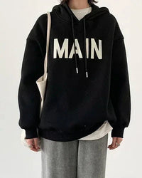 Loose Fleece Lined Hooded Pullover