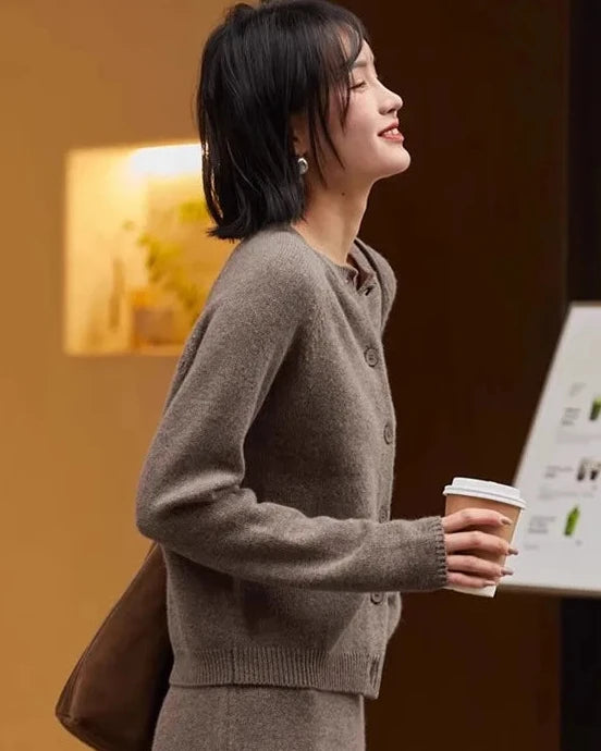 Pure Cashmere Round Neck Cardigan