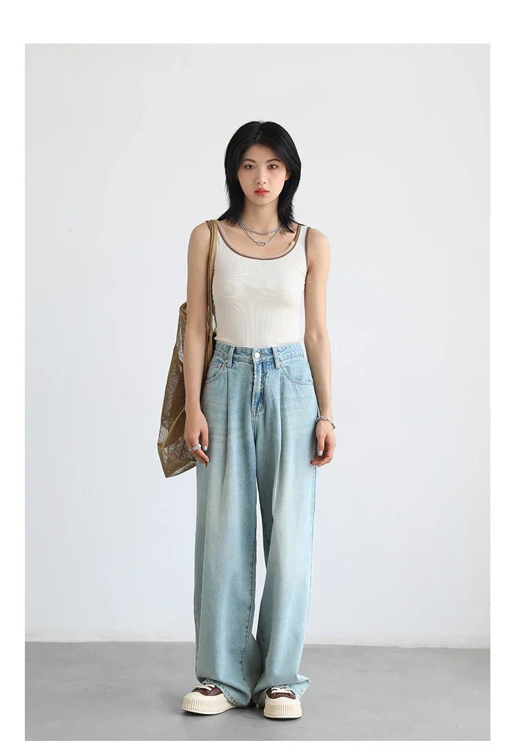 High Waisted Wide Leg Denim Pants