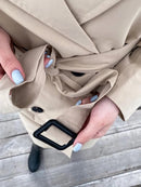 Belted Double-Breasted Long Trench Coat