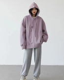 Long Zip-Up Cotton Blend Hoodie