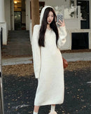 Wool V-Neck Relaxed Knit Dress