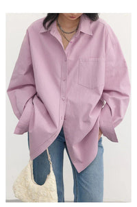 Oversized Long-sleeved Cotton Shirt