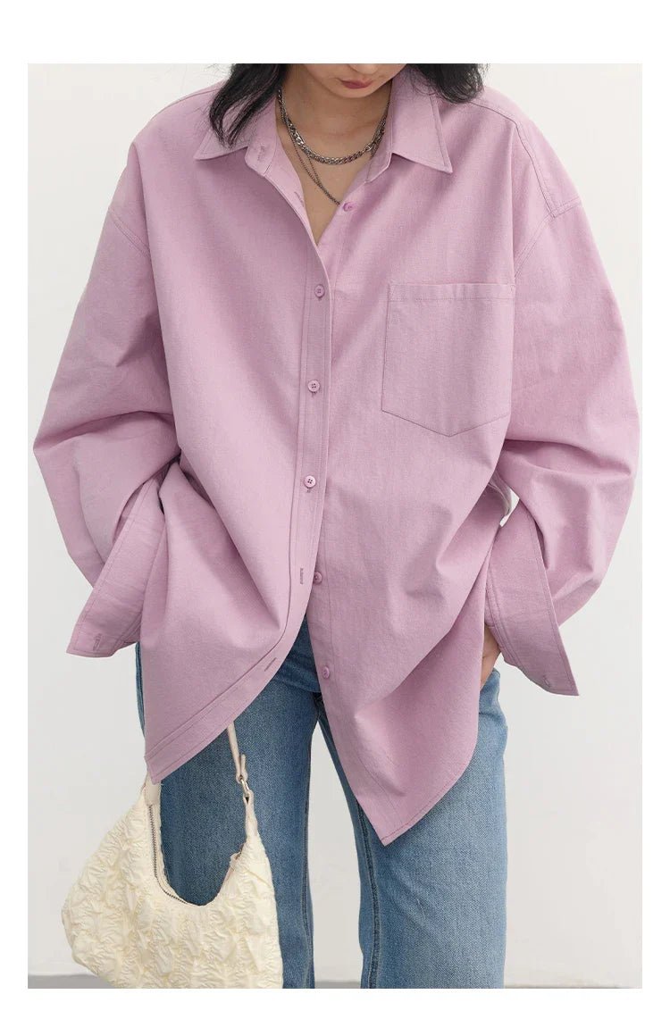 Oversized Long-sleeved Cotton Shirt