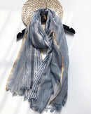 Two-Tone Linen-Look Shawl Scarf