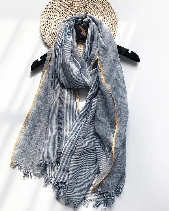 Two-Tone Linen-Look Shawl Scarf