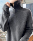 Thick Merino Wool Zip Turtleneck Sweater