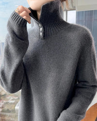 Thick Merino Wool Zip Turtleneck Sweater