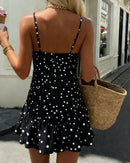 Polka Dot Ruffle Hem Cami Mini Dress