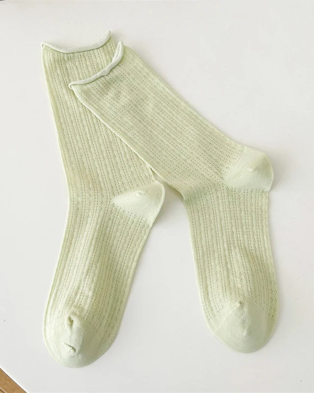 Lightweight Knit Hollow Crew Socks