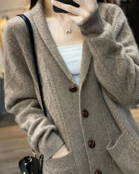 Cashmere V-Neck Loose Cardigan Sweater