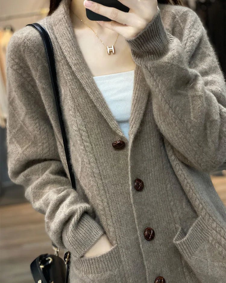 Cashmere V-Neck Loose Cardigan Sweater