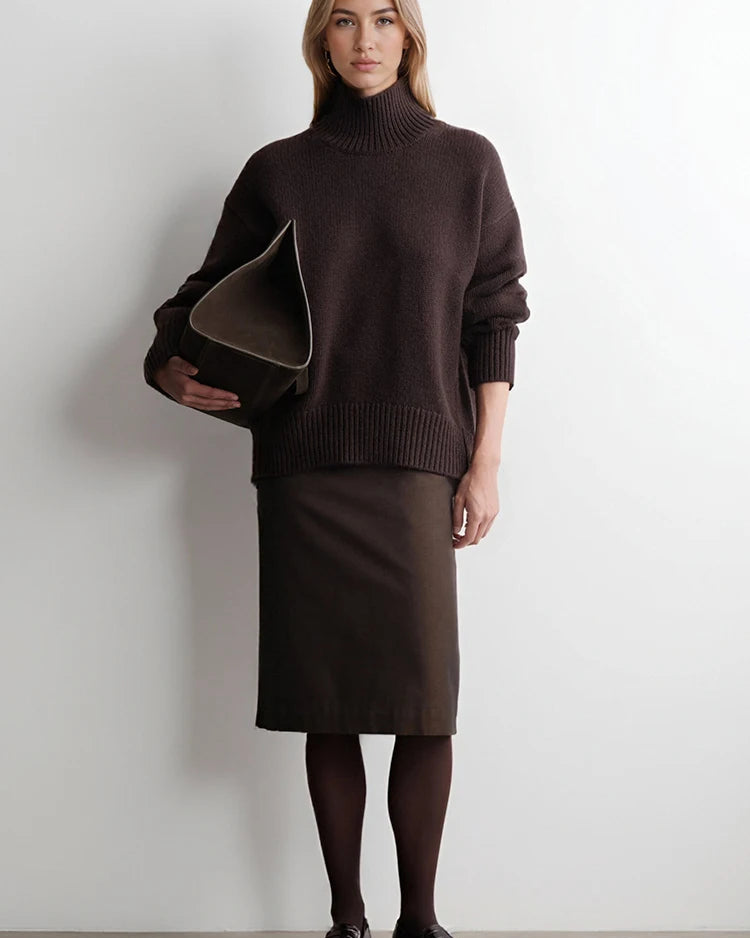 Oversized Turtleneck Heavyweight Knit Pullover