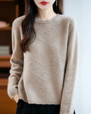 Pointelle Merino Wool Crewneck Sweater