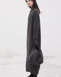 Cashmere Turtleneck Loose Knit Maxi Dress