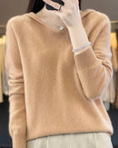Soft Wool Knit Hooded Pullover Sweater