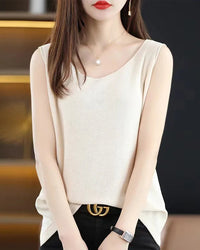 Side-Slit Sleeveless Knit Vest