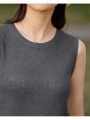 Sleeveless O Neck Knitted Camisole&Vest