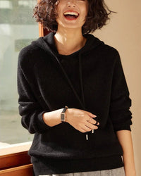 Cashmere Knitted Long-Sleeved Hooded Pullover