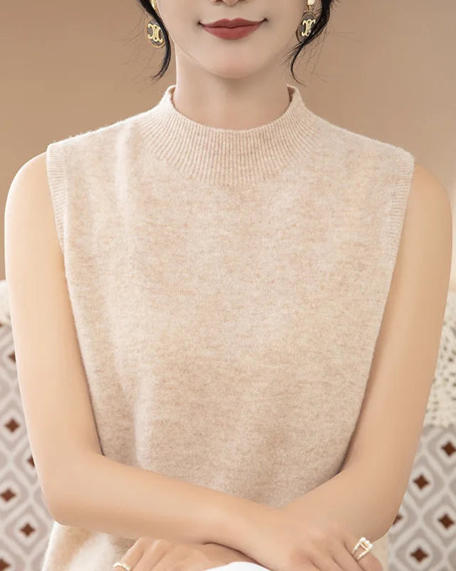 Merino Wool Mock Neck Sweater Vest