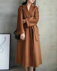 Belted Wool-Blend Wrap Coat
