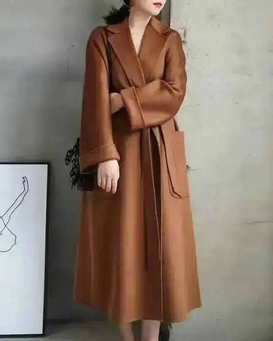 Belted Wool-Blend Wrap Coat