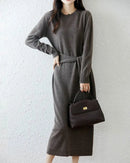 Merino Wool Belted Knit Dress