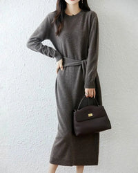 Merino Wool Belted Knit Dress