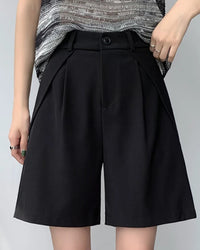 Women's high waist wide-leg shorts — relaxed fit, elastic waist, breathable cotton blend.