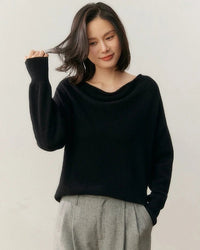 Casual Cashmere Irregular Neckline Sweater