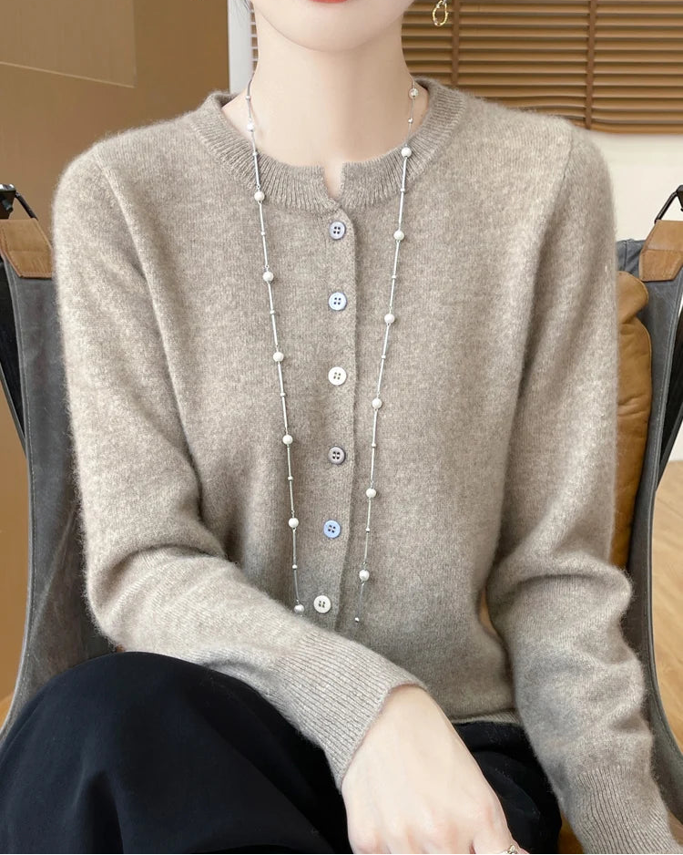 Merino Wool Button-Front Cardigan