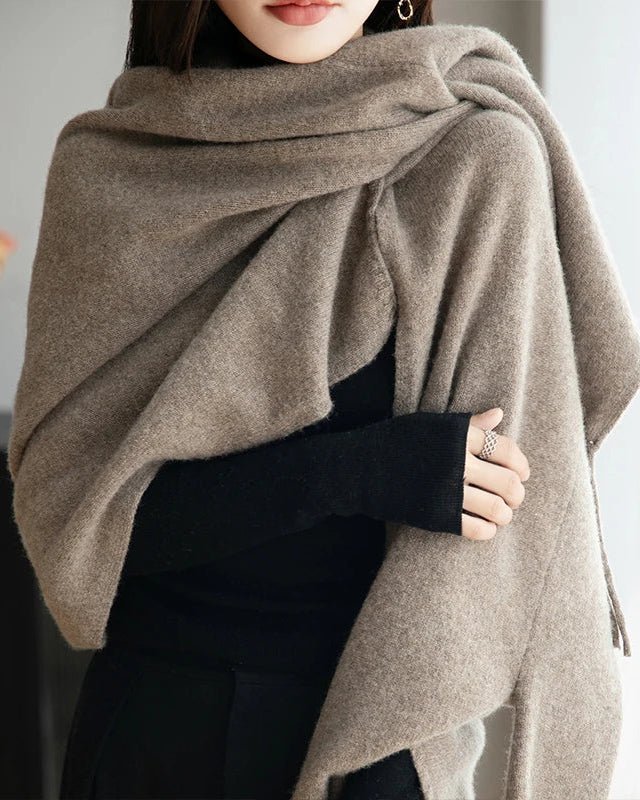 Wool Loose Long-Sleeved Tassel Shawl