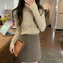 Polo Lapel Wool Knit Cardigan