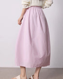 High-Waist Cocoon A-Line Midi Skirt