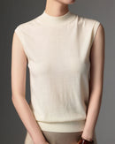 Lightweight Worsted Wool Mock Neck Top