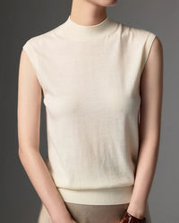 Lightweight Worsted Wool Mock Neck Top
