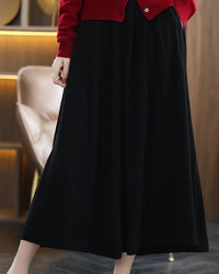 Merino Wool Knit A Line Midi Skirt