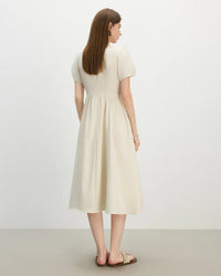 French Square Neck Bow Fitted Dress