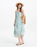 New Striped Resort Lace Slip Dress