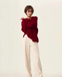 High-Neck Cashmere Loose Retro Sweater