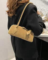 Faux Suede Bowling Shoulder Bag