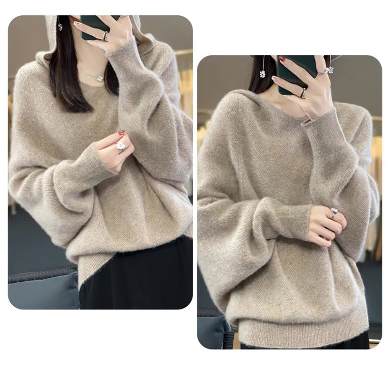 Hooded 100% Wool Knitted Sweater