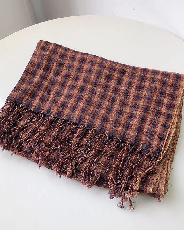 Checked Linen Scarf
